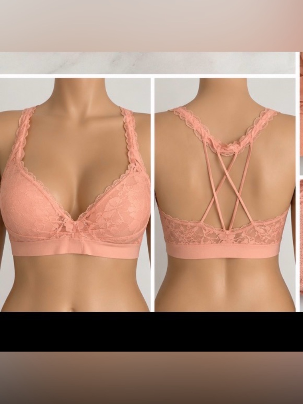 Victoria’s Secret Pink Lace Bralette Bra Strappy Back XL